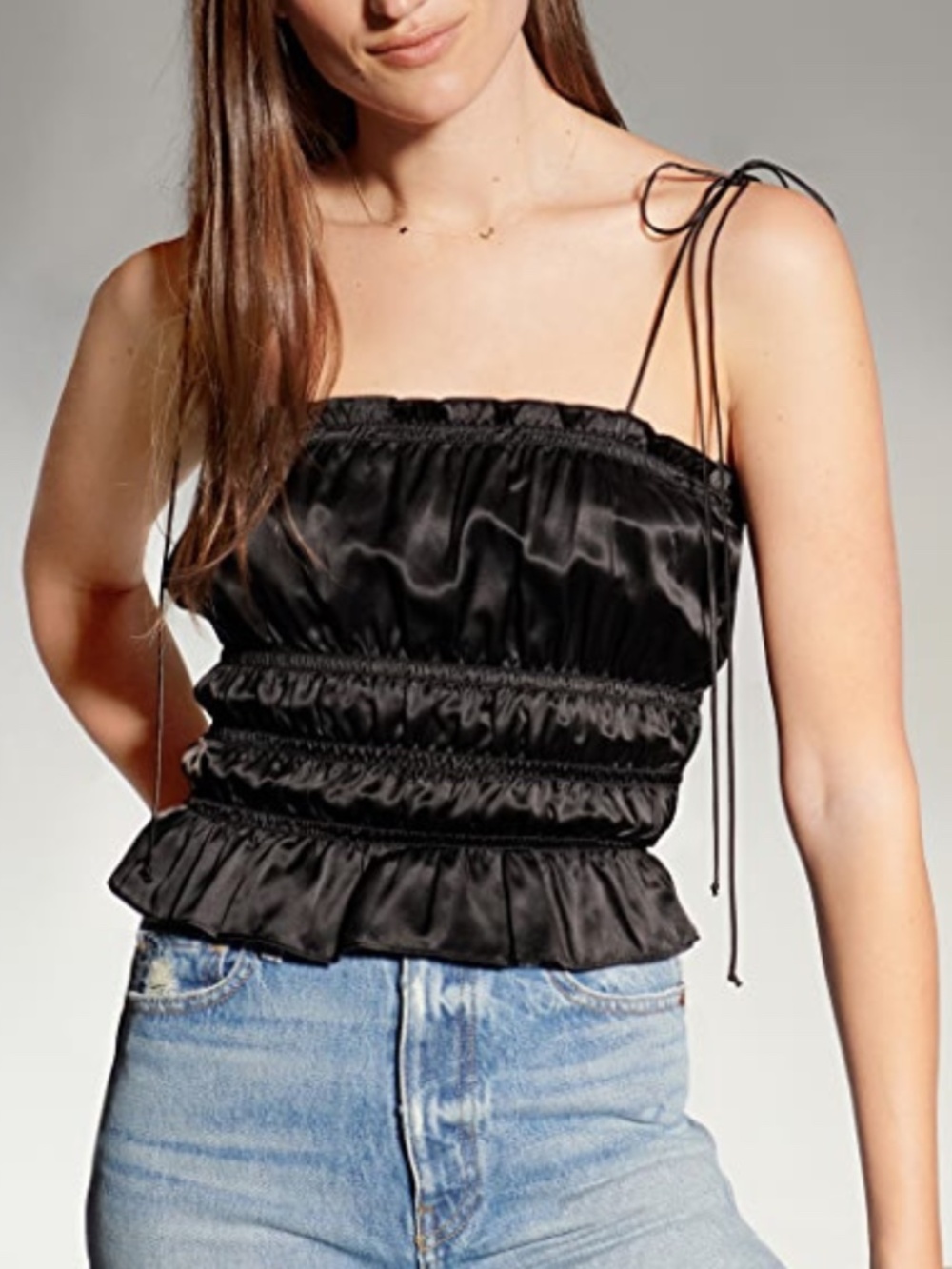 NEW Reformation Viviana Silk Top Black Small